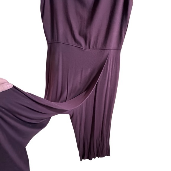 Eileen Fisher 🤎EUC Bateau Neck Jumpsuit Wine color Size M/M Soft Jersey Wide Leg - Picture 5 of 13